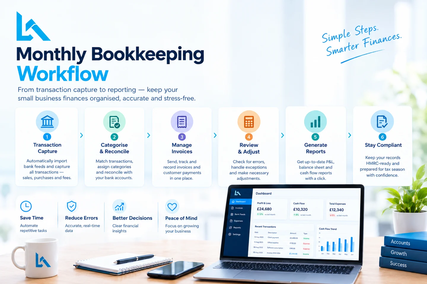 Follow a monthly bookkeeping workflow for small business finances
